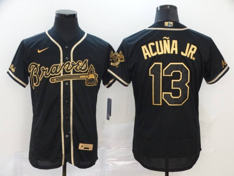 Atlanta Braves Black Gold Elite MLB Jersey 02