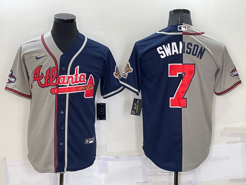 Atlanta Braves Grey Dark Blue MLB Jersey