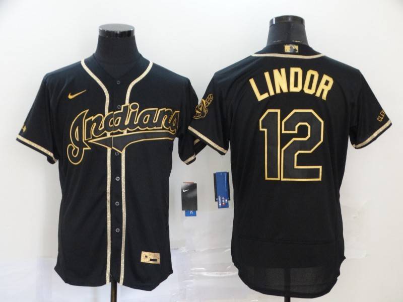 Cleveland Indians Black Gold Elite MLB Jersey