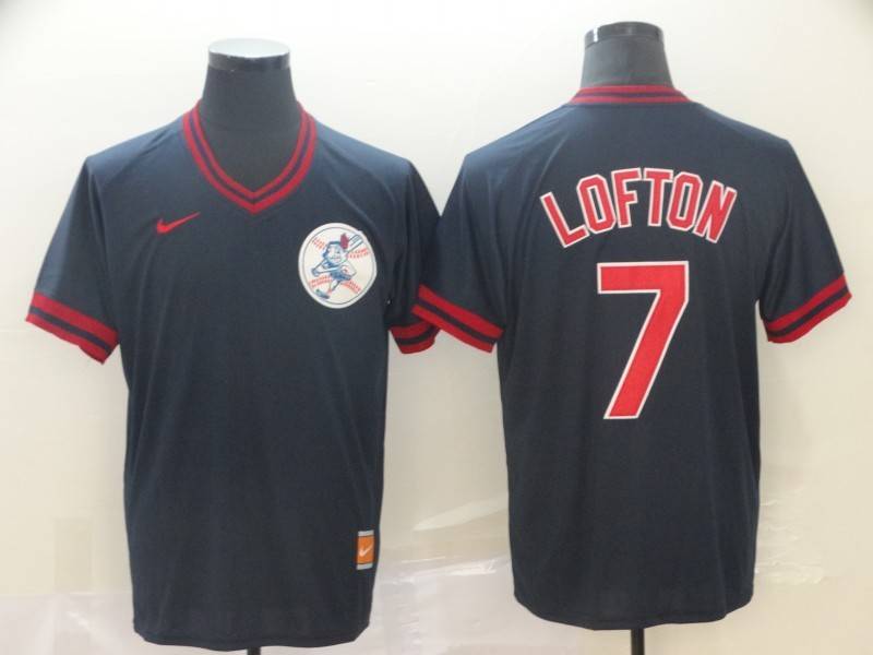 Cleveland Indians Dark Blue Retro MLB Jersey