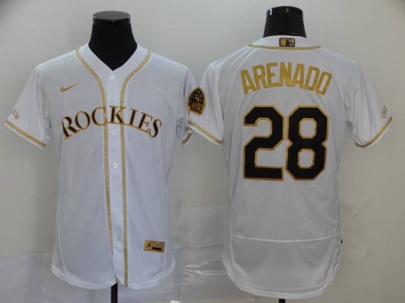 Colorado Rockies White Gold Elite MLB Jersey