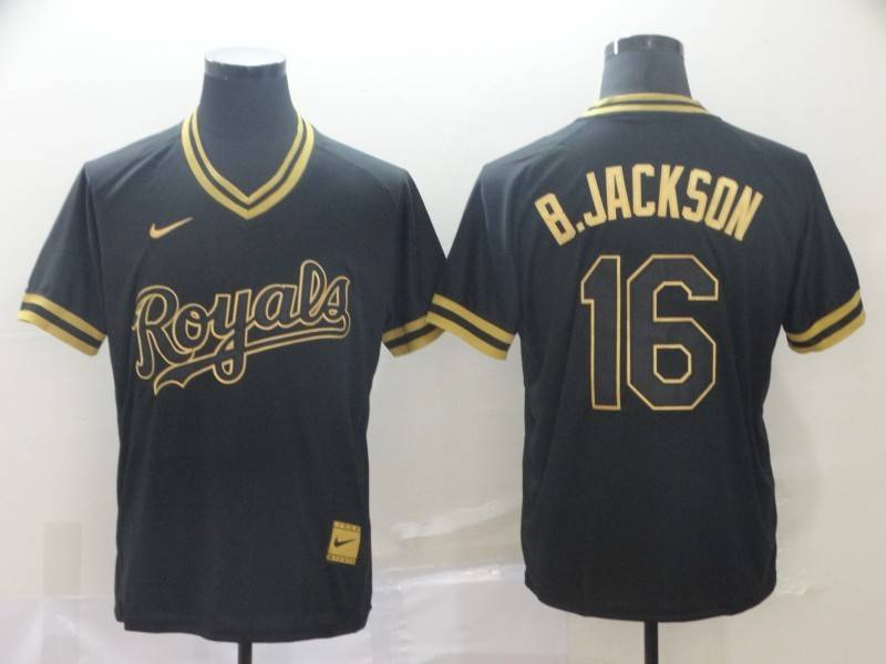 Kansas City Royals Black Gold Retro MLB Jersey