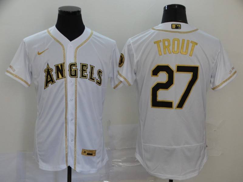 Los Angeles Angels White Gold Elite MLB Jersey