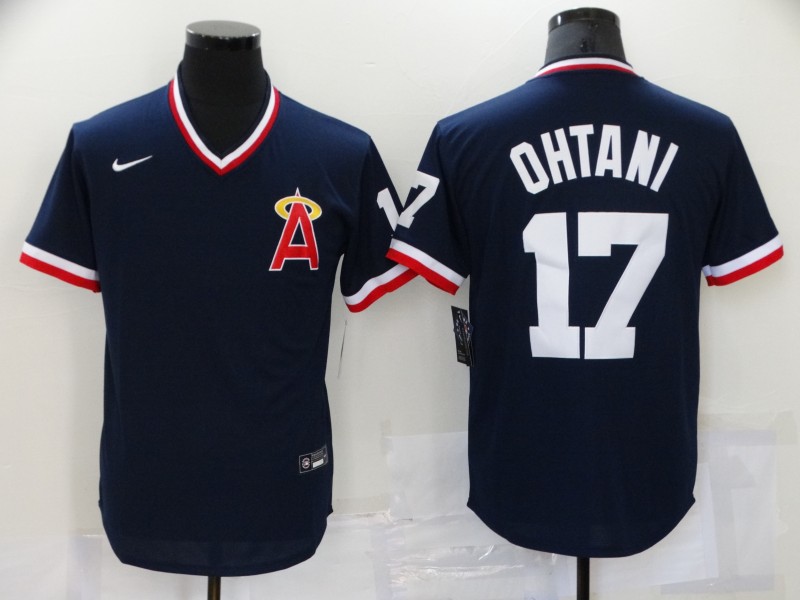 Los Angeles Angels Dark Blue Retro MLB Jersey