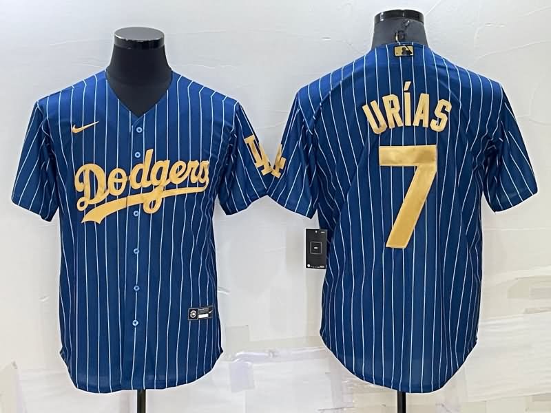 Los Angeles Dodgers Dark Blue Gold Retro MLB Jersey