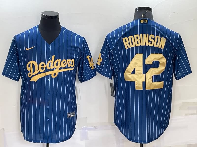 Los Angeles Dodgers Dark Blue Gold Retro MLB Jersey