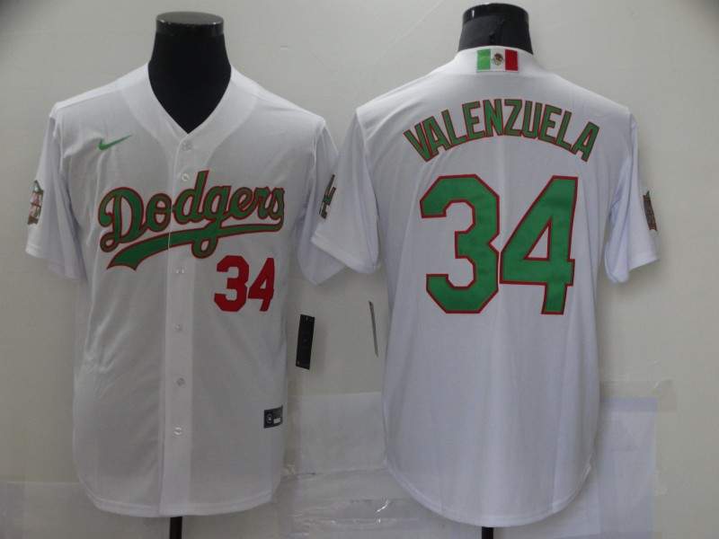 Los Angeles Dodgers White Green MLB Jersey