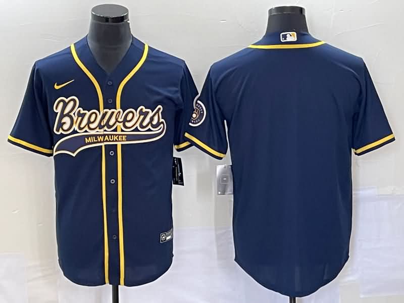 Milwaukee Brewers Dark Blue MLB Jersey 02