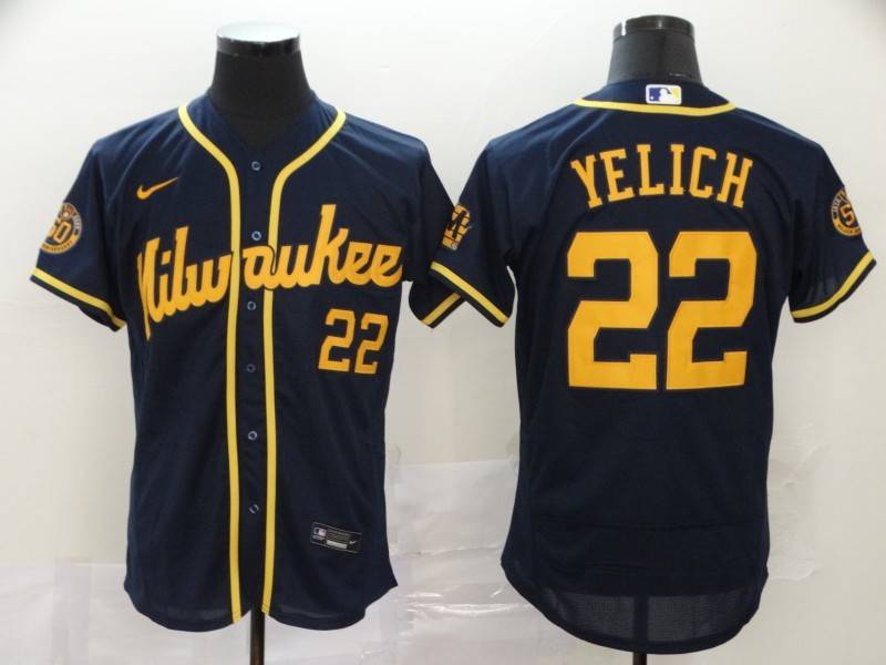 Milwaukee Brewers Dark Blue Elite MLB Jersey