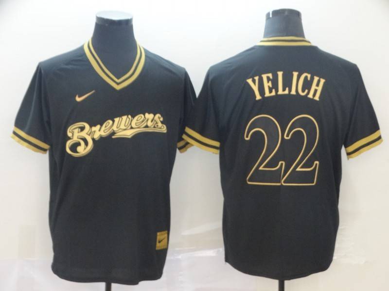 Milwaukee Brewers Black Gold Retro MLB Jersey