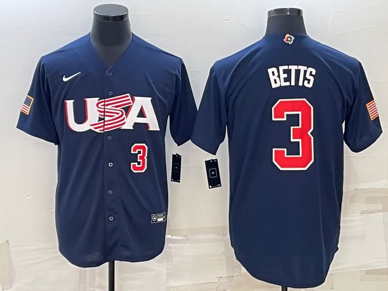 USA Dark Blue Baseball Jersey