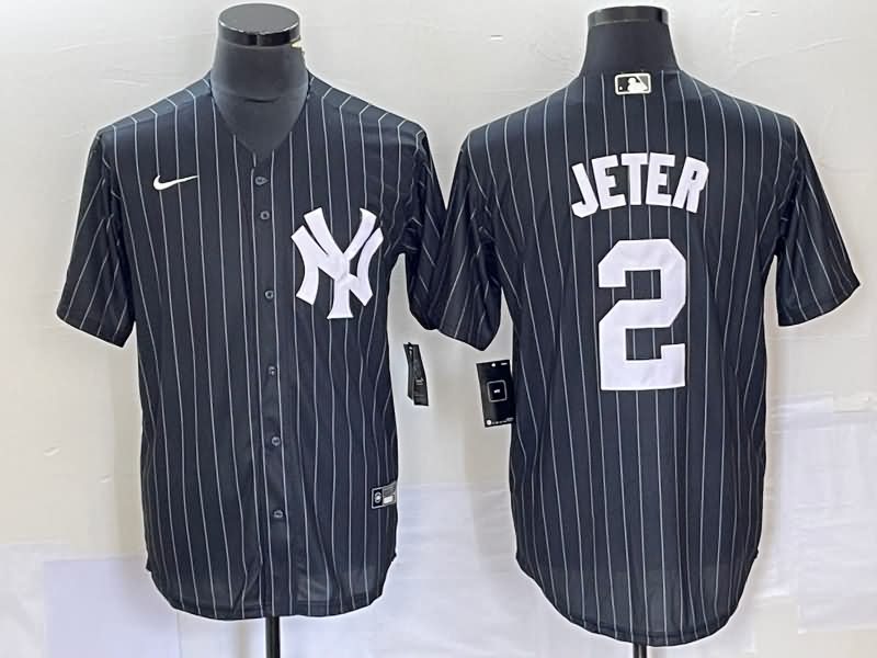 New York Yankees Black Retro MLB Jersey 02