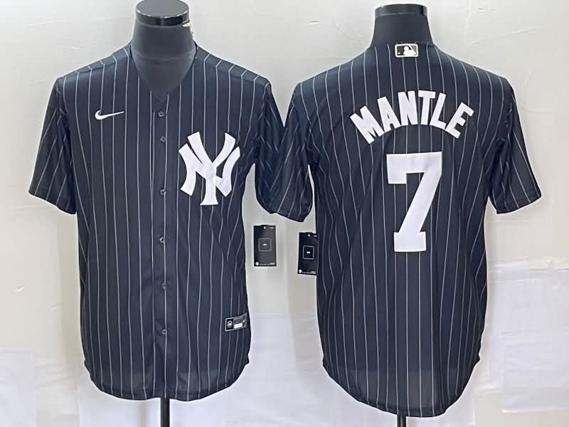 New York Yankees Black Retro MLB Jersey 02