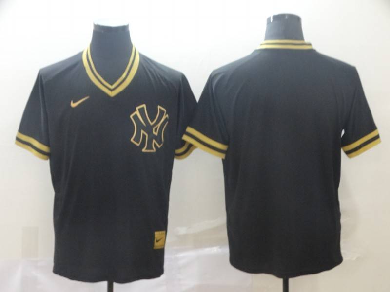 New York Yankees Black Gold Retro MLB Jersey
