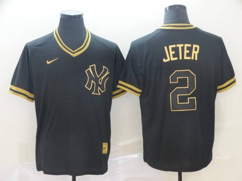 New York Yankees Black Gold Retro MLB Jersey