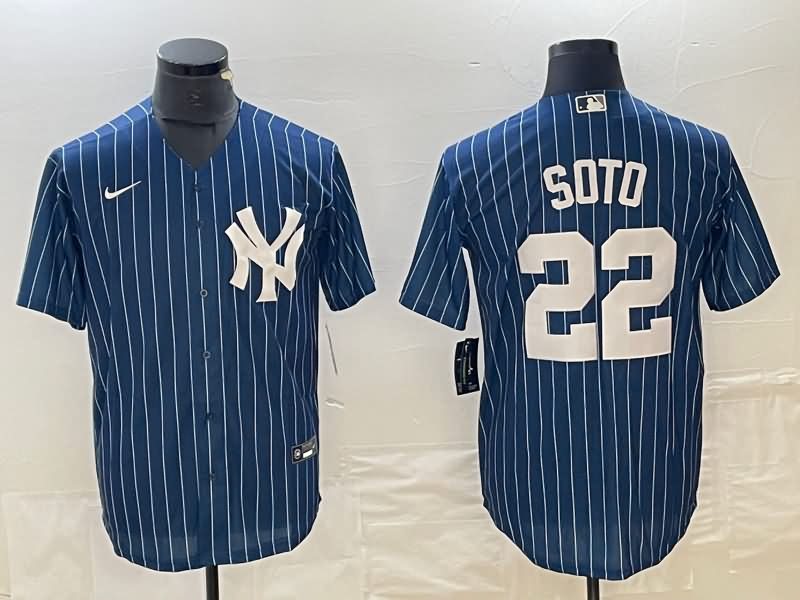 New York Yankees Dark Blue Retro MLB Jersey 02