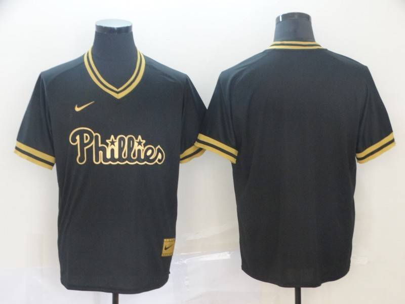 Philadelphia Phillies Black Gold Retro MLB Jersey