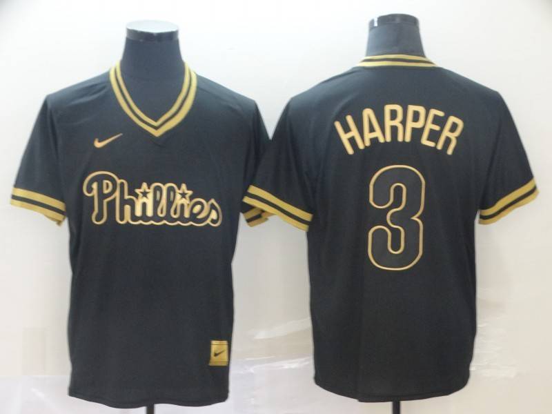 Philadelphia Phillies Black Gold Retro MLB Jersey