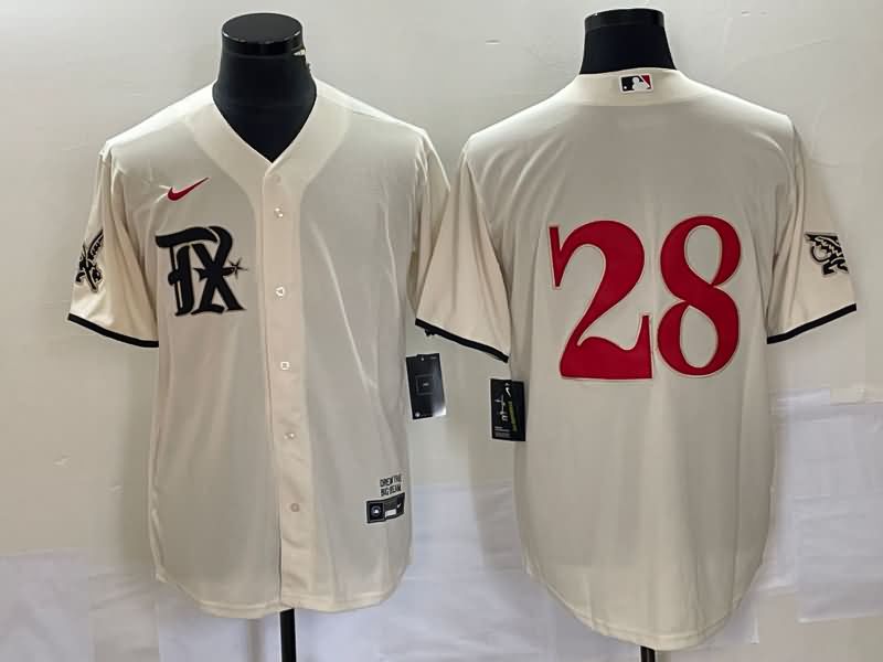 Texas Rangers Cream MLB Jersey 02