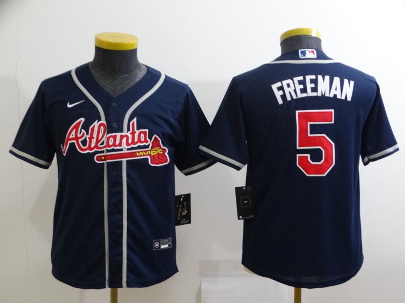 Kids Atlanta Braves Dark Blue #5 FREEMAN MLB Jersey