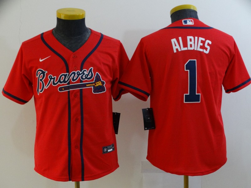 Kids Atlanta Braves Red #1 ALBIES MLB Jersey
