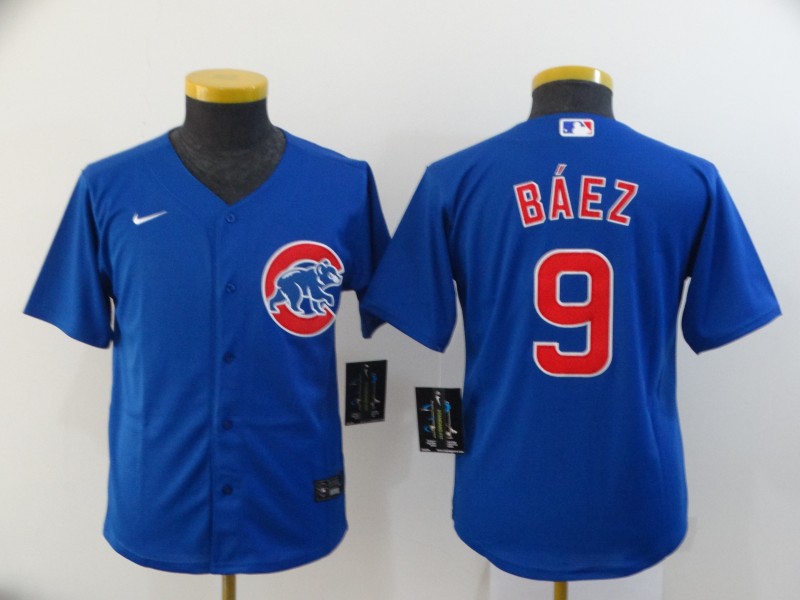 Kids Chicago Cubs Blue #9 BAEZ MLB Jersey