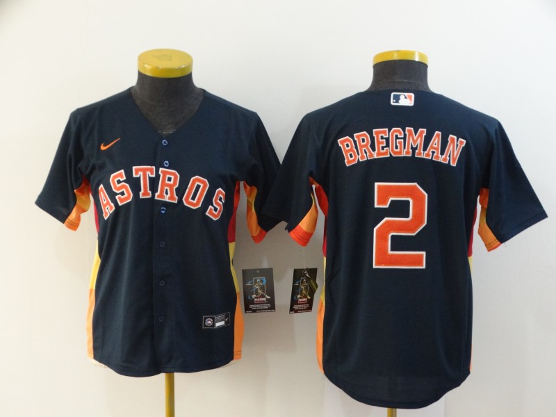 Kids Houston Astros Dark Blue #2 BREGMAN MLB Jersey