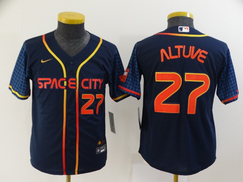 Kids Houston Astros Dark Blue #27 ALTUVE MLB Jersey 03