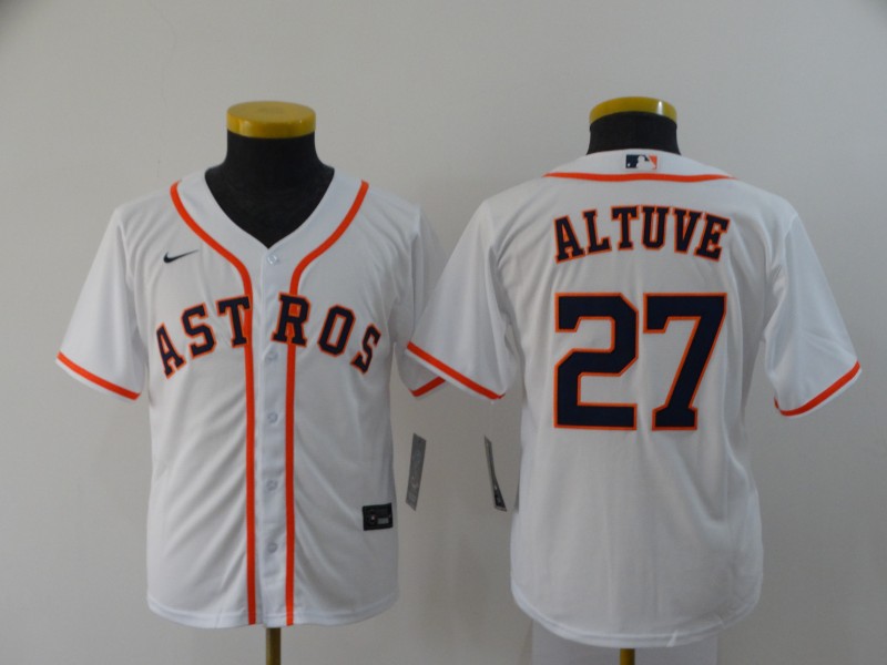 Kids Houston Astros White #27 ALTUVE MLB Jersey