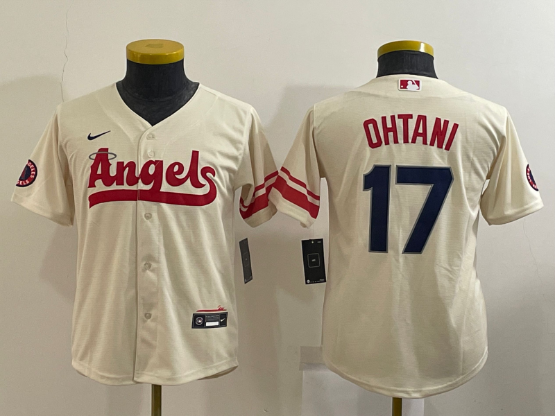 Kids Los Angeles Angels Cream #17 OHTANI MLB Jersey