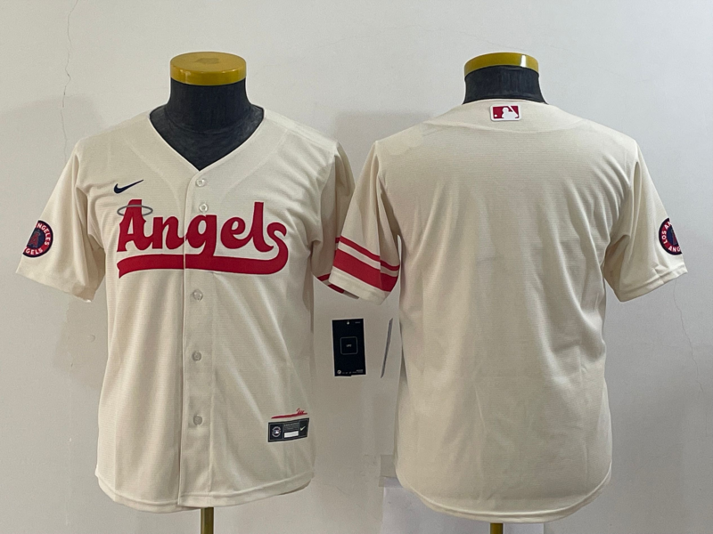 Kids Los Angeles Angels Cream MLB Jersey Custom
