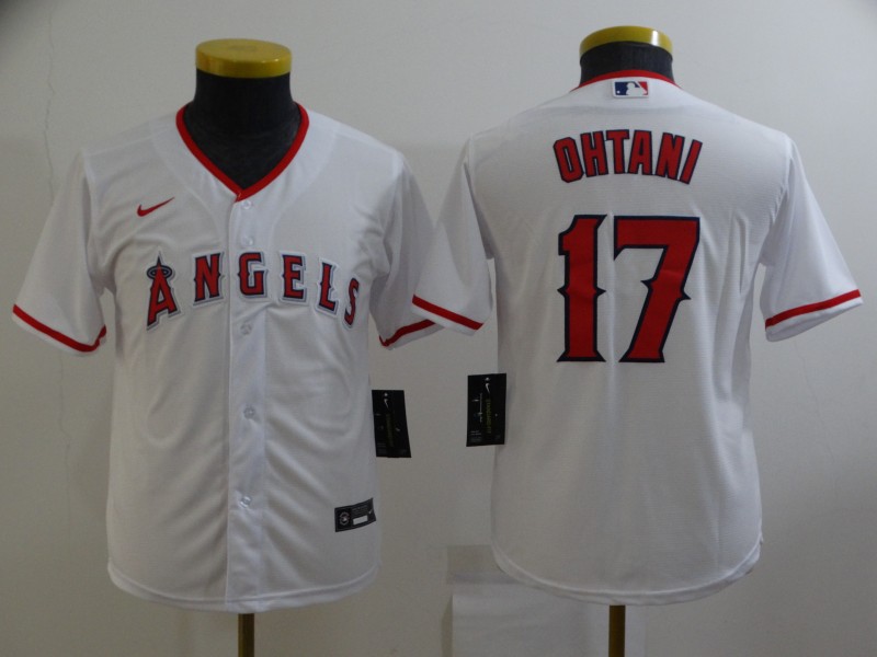 Kids Los Angeles Angels White #17 OHTANI MLB Jersey