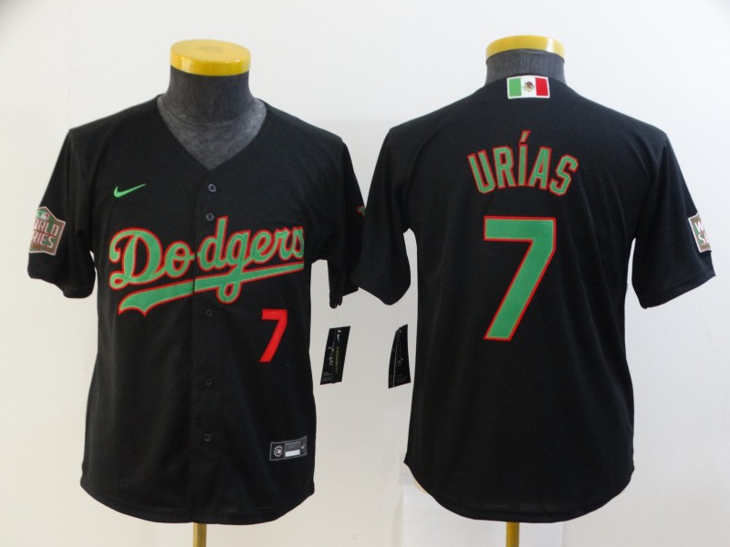 Kids Los Angeles Dodgers Black Green #7 URIAS MLB Jersey