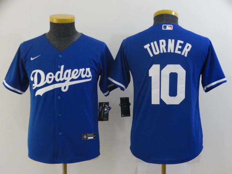 Kids Los Angeles Dodgers Blue #10 TURNER MLB Jersey 02