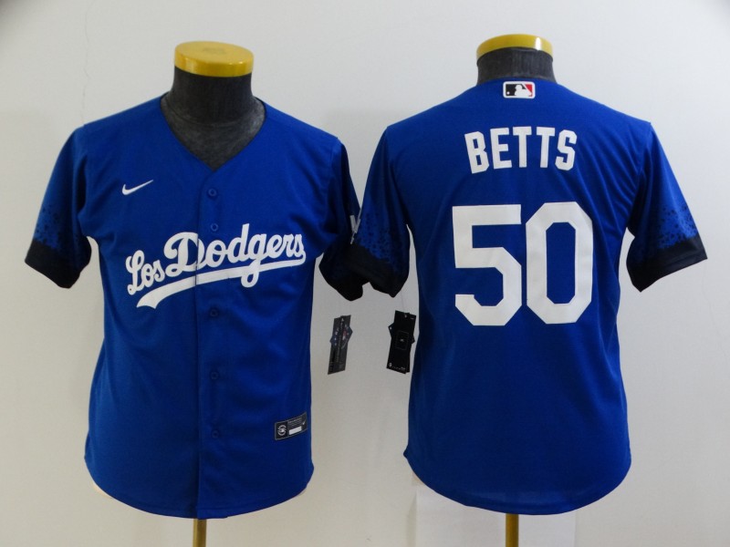 Kids Los Angeles Dodgers Blue #50 BETTS MLB Jersey