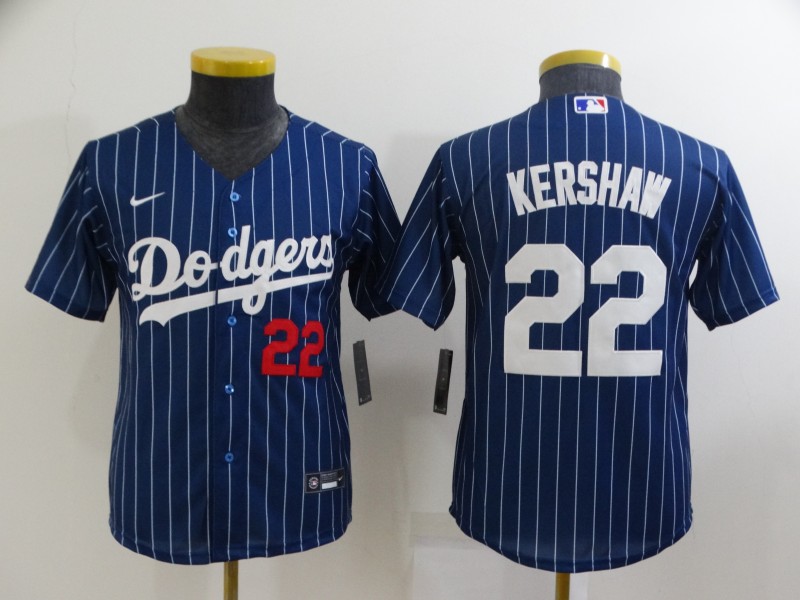 Kids Los Angeles Dodgers Dark Blue #22 KERSHAW Retro MLB Jersey