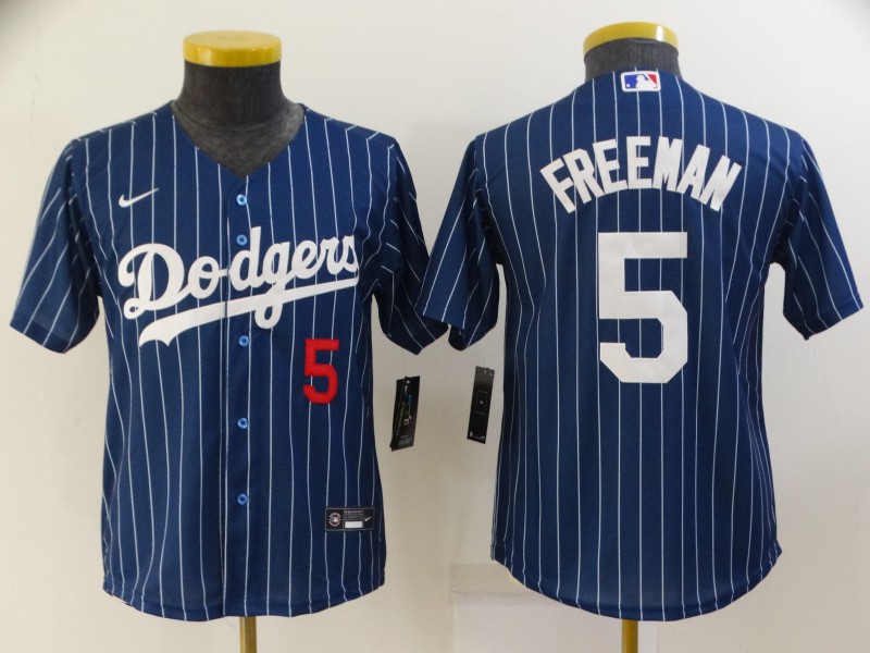 Kids Los Angeles Dodgers Dark Blue #5 FREEMAN Retro MLB Jersey