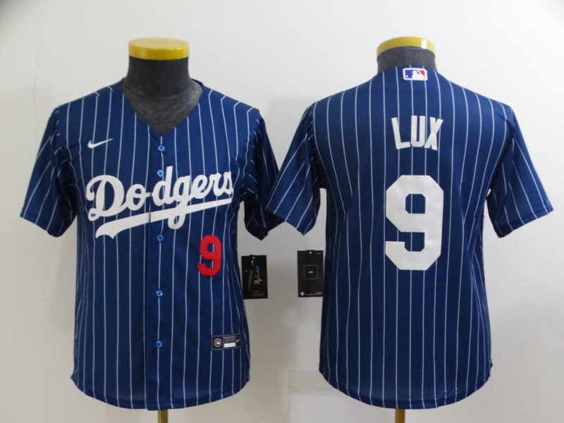 Kids Los Angeles Dodgers Dark Blue #9 LUX Retro MLB Jersey
