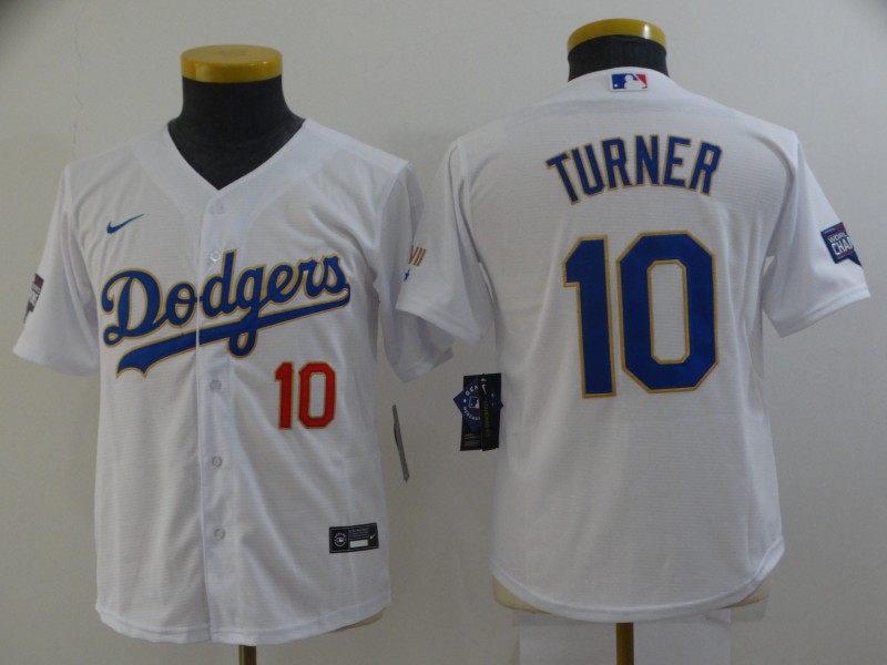 Kids Los Angeles Dodgers White #10 TURNER MLB Jersey