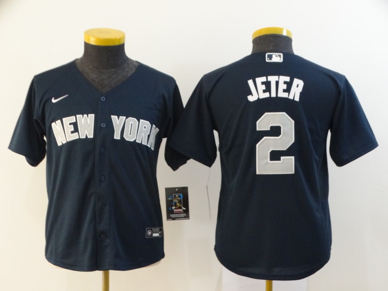 Kids New York Yankees Dark Blue #2 JETER MLB Jersey