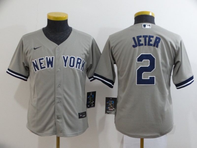Kids New York Yankees Grey #2 JETER MLB Jersey