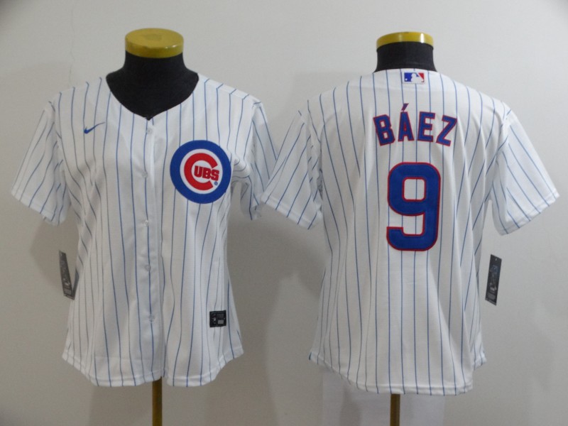 Chicago Cubs #9 BAEZ White Women MLB Jersey