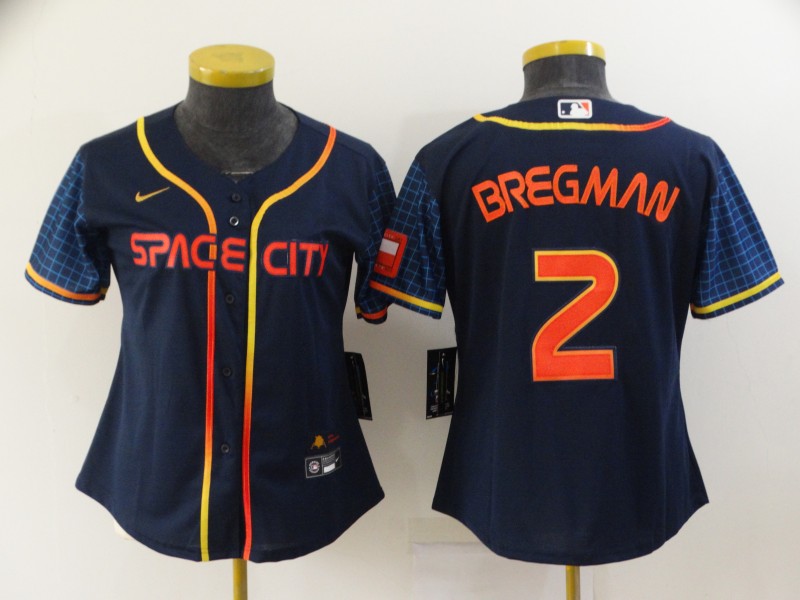 Houston Astros Dark Blue #2 BREGMAN Women MLB Jersey 02