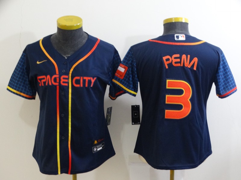 Houston Astros Dark Blue #3 PENA Women MLB Jersey