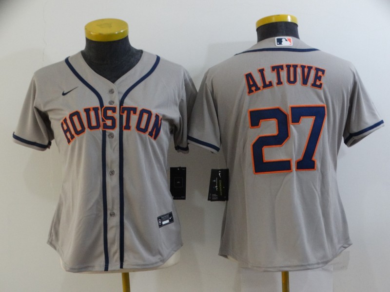 Houston Astros Grey #27 ALTUVE Women MLB Jersey