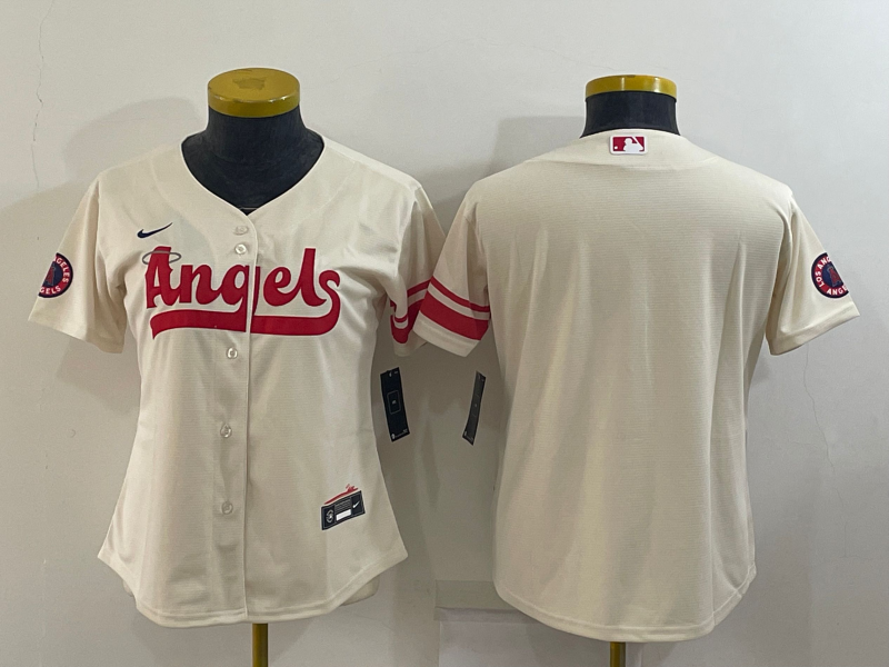 Los Angeles Angels Cream Custom Women MLB Jersey