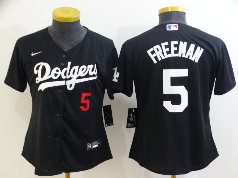 Los Angeles Dodgers Black #5 FREEMAN Women MLB Jersey