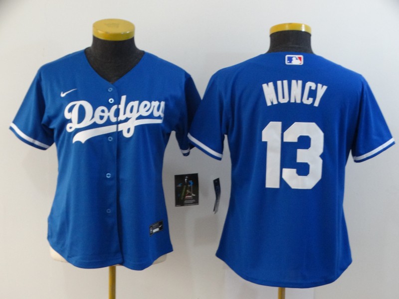 Los Angeles Dodgers #13 MUNCY Blue Women MLB Jersey