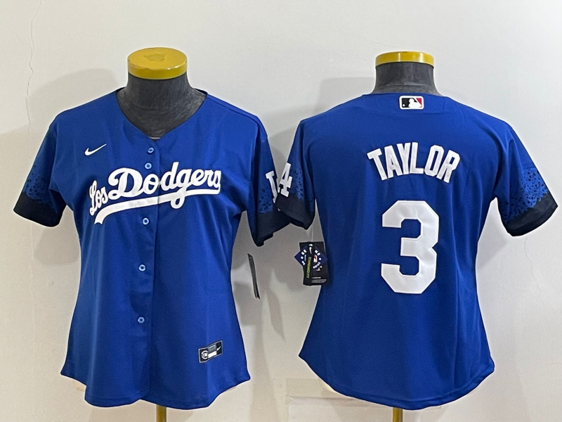 Los Angeles Dodgers Blue #3 TAYLOR Women MLB Jersey