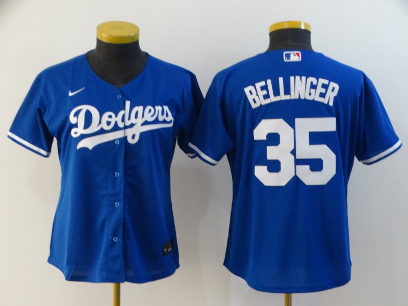 Los Angeles Dodgers #35 BELLINGER Blue Women MLB Jersey